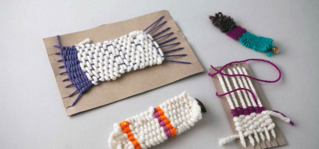 weaving sample with supplies