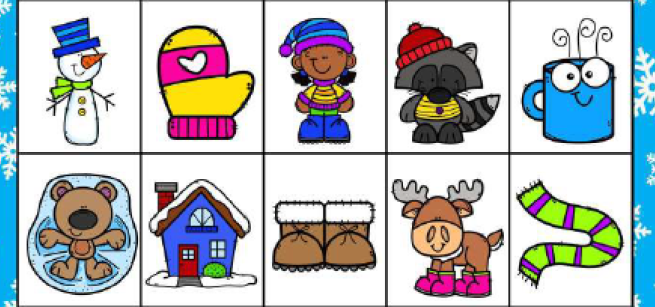 Picture of a winter themed bingo board