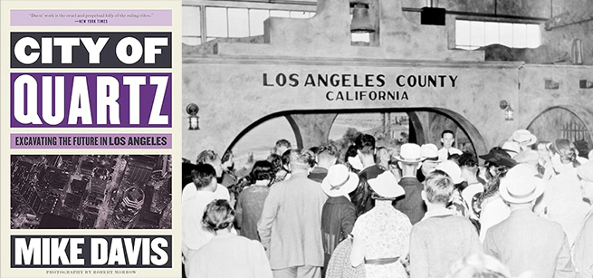 Cover of the book plus photo of people crowded around a Los Angeles Chamber of Commerce booth at a trade show