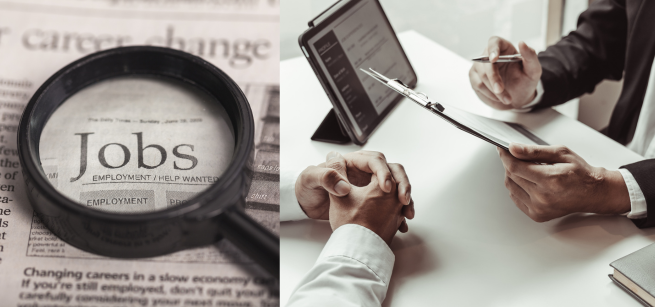 Job searching ad and interview