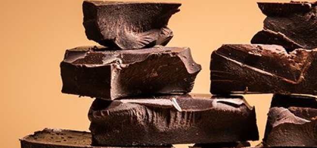 dark chocolate chunks stacked up