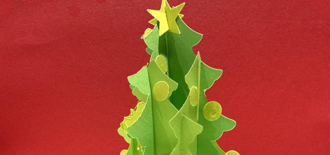 Christmas tree made out of colored paper