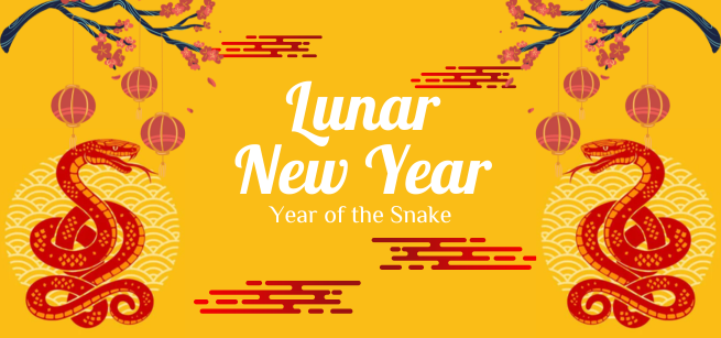 two red snakes and Chinese style lanterns on a gold background