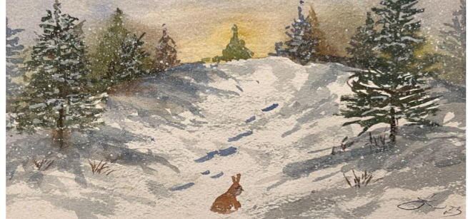 Winter Scene using watercolor