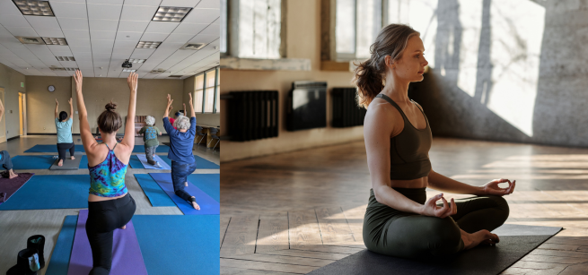 Picture of different yoga students.