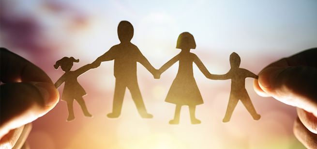 cutout of a family of four