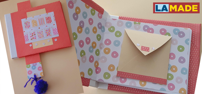 Handmade book with colorful paper.