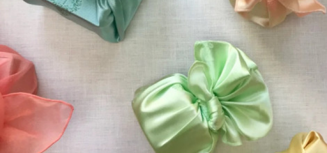 Unknown items wrapped in silky cloth.