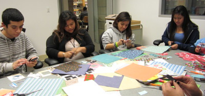 teens creating crafts