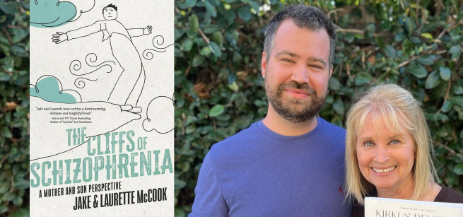 headshot of authors and book cover