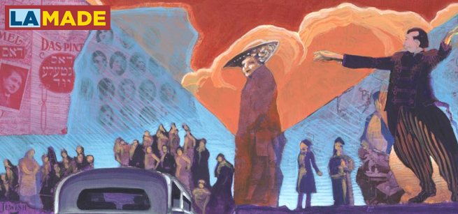 painting of a yiddish theater in new york