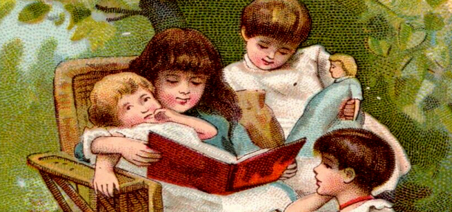 painting of children reading