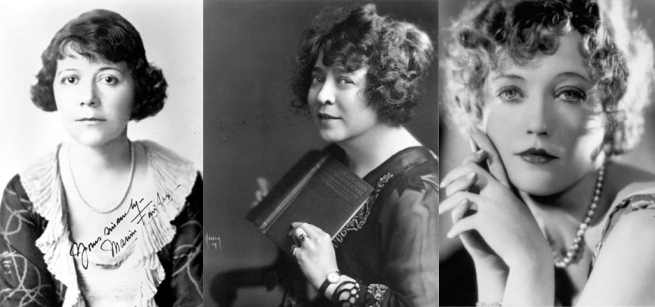 Portraits of Marion Fairfax, June Mathis, and Marion Davies.