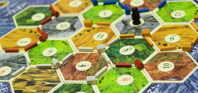 Board game with game pieces on it.