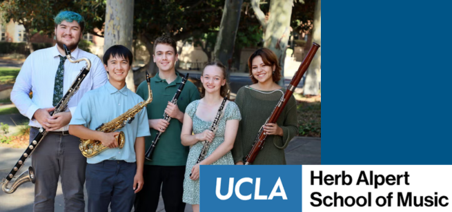 Ensemble photo of the Gluck MODEM reeds quintet