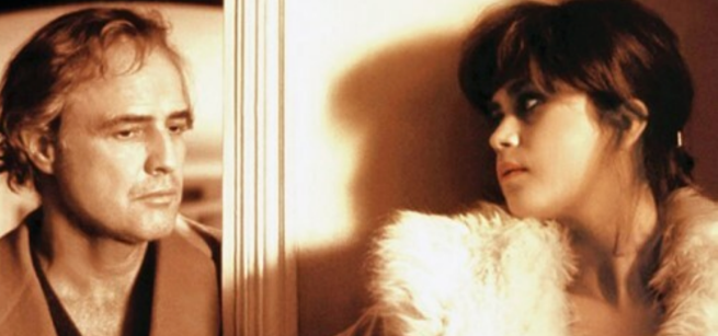 The protagonists Marlon Brando and Maria Schneider are in the picture