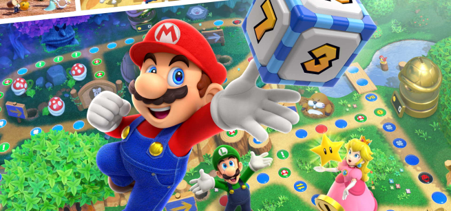 Nintendo character Mario reaching for a dice block.