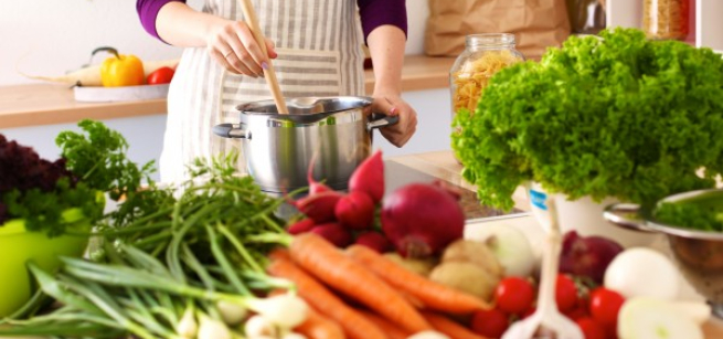 vegetables in a kitchen