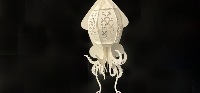 Paper 3D squid made in a Cricut Machine