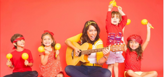 performer and kids with musical instruments