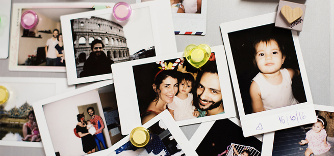 Overlapping images of polaroids