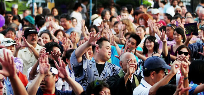Crowd of people in Little Tokyo