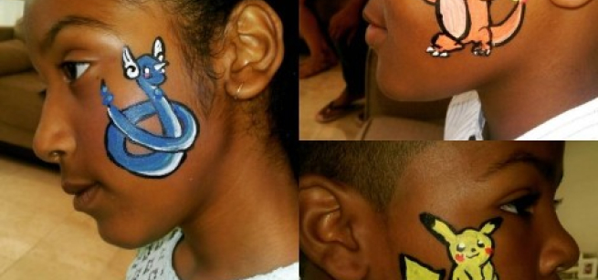 face painting, Pokémon, children's faces