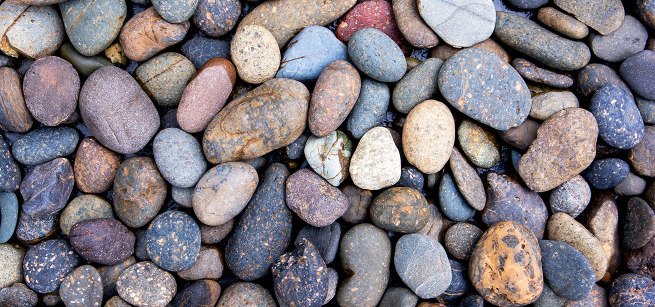 Closeup of colorful rocks, pebbles