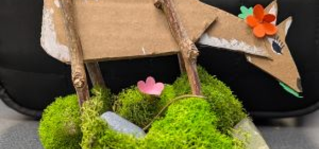 recycled cardboard deer