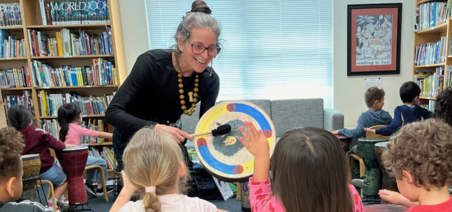 Krickett Jones Halpern playing drums