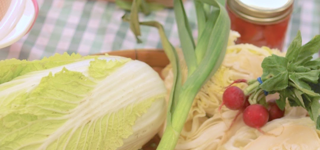 Fruits, vegetables, and pickling jars