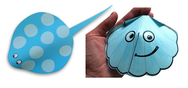 Paper sting ray and shell 