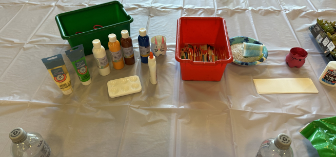 arts and crafts on a table