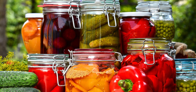 jars of pickled vegetables