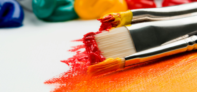 Shows an image of paintbrush, with paint.