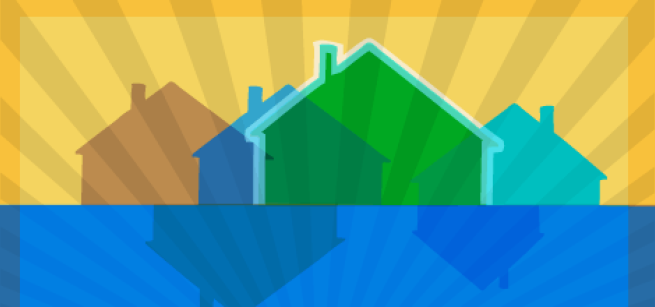 illustration of multicolored houses