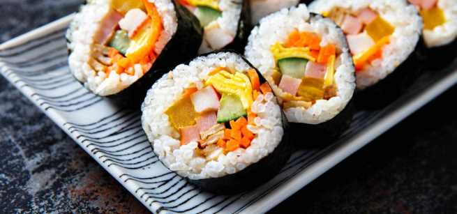 Tray of Korean Kimbap