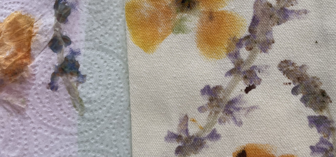 flowers stamped onto fabric