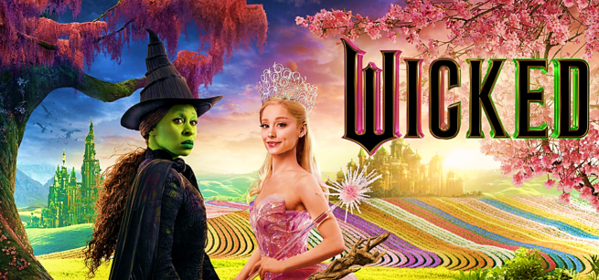 Elphaba and Glinda are looking from the picture 