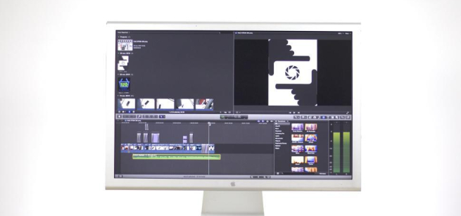 Image of a computer with an example of video editing software on the screen
