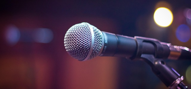 microphone with light behind it