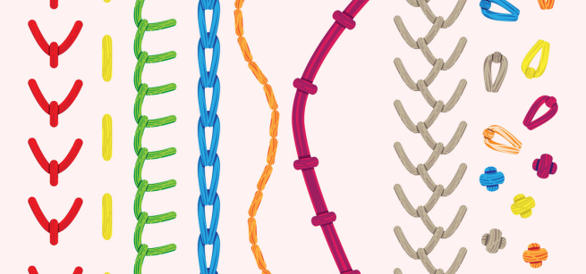 A variety of embroidery stitches 