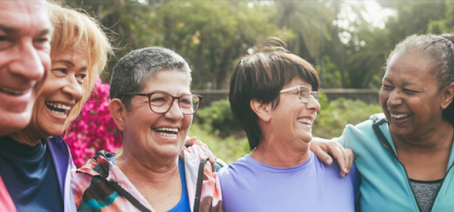 senior females smiling