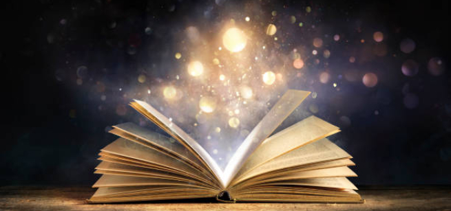 Book with Lights Coming Out of the Pages