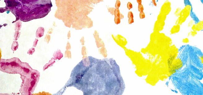 colorful handprints