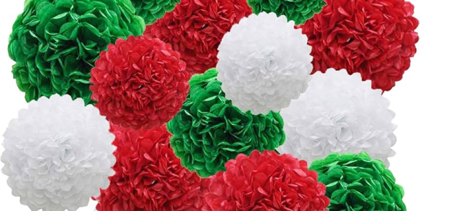 red white and green paper flowers