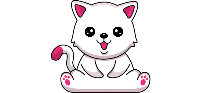 smiling white cartoon cat
