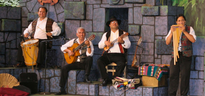 Peruvian Music Ensemble with their instruments