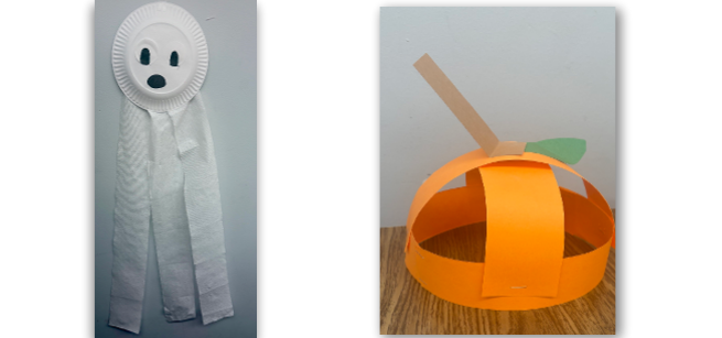 a ghost craft and a pumpkin headband