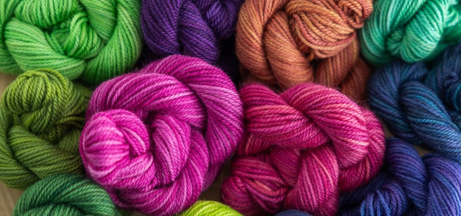 yarn ball of various colors